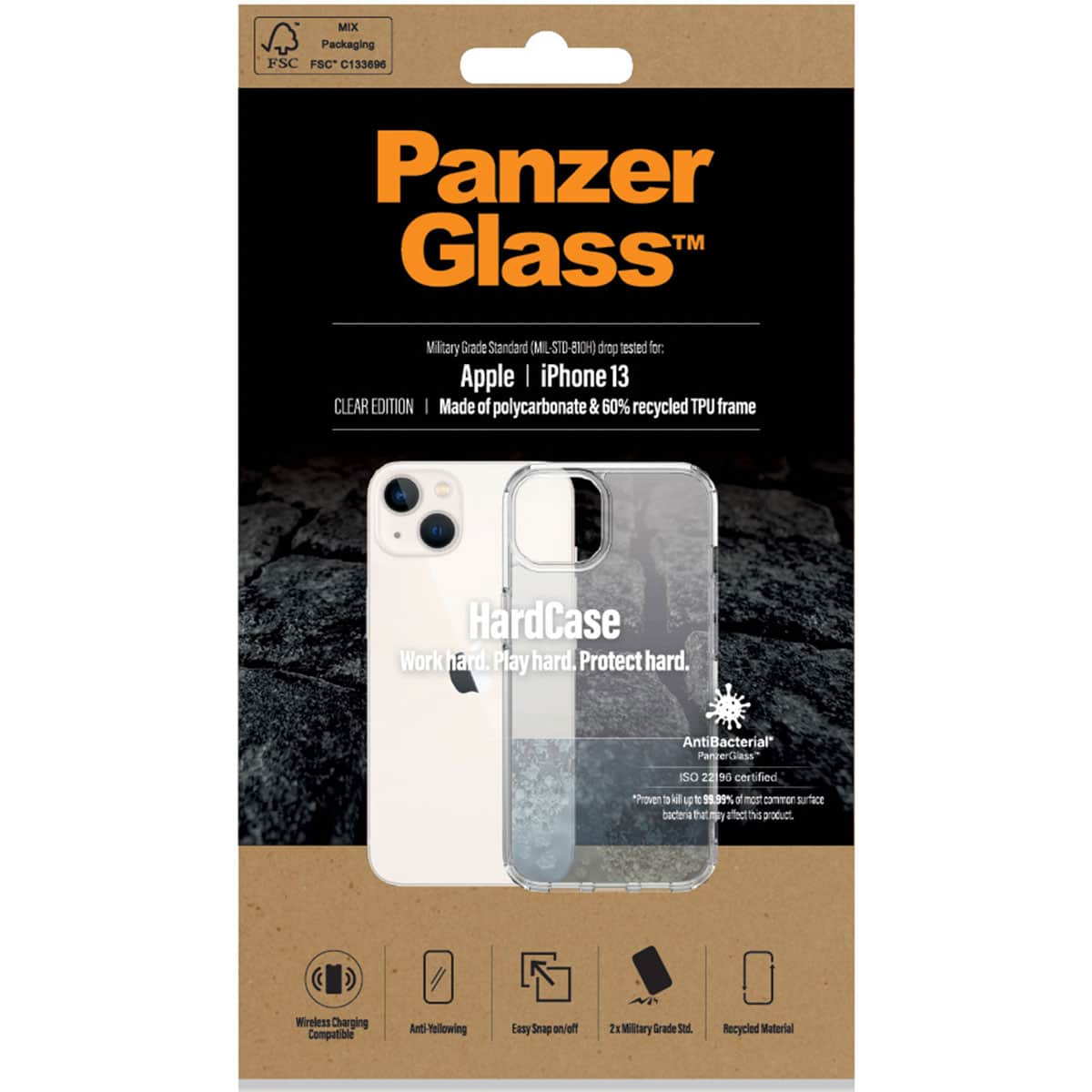 Panzerglass clearcase antibacterial voor iPhone 13