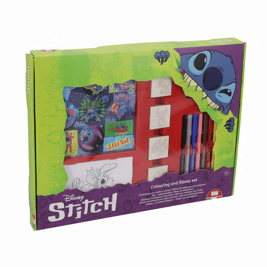 Stitch stempeldoos 22-delig met stempels en stickers in opbergdoos
